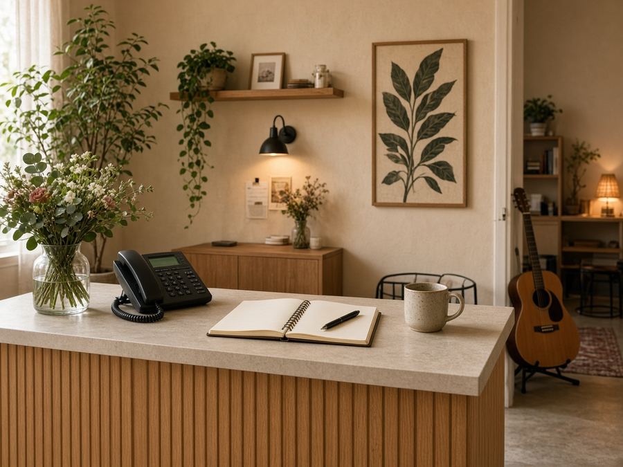 Contact desk at Urban Bloom House in Plovdiv