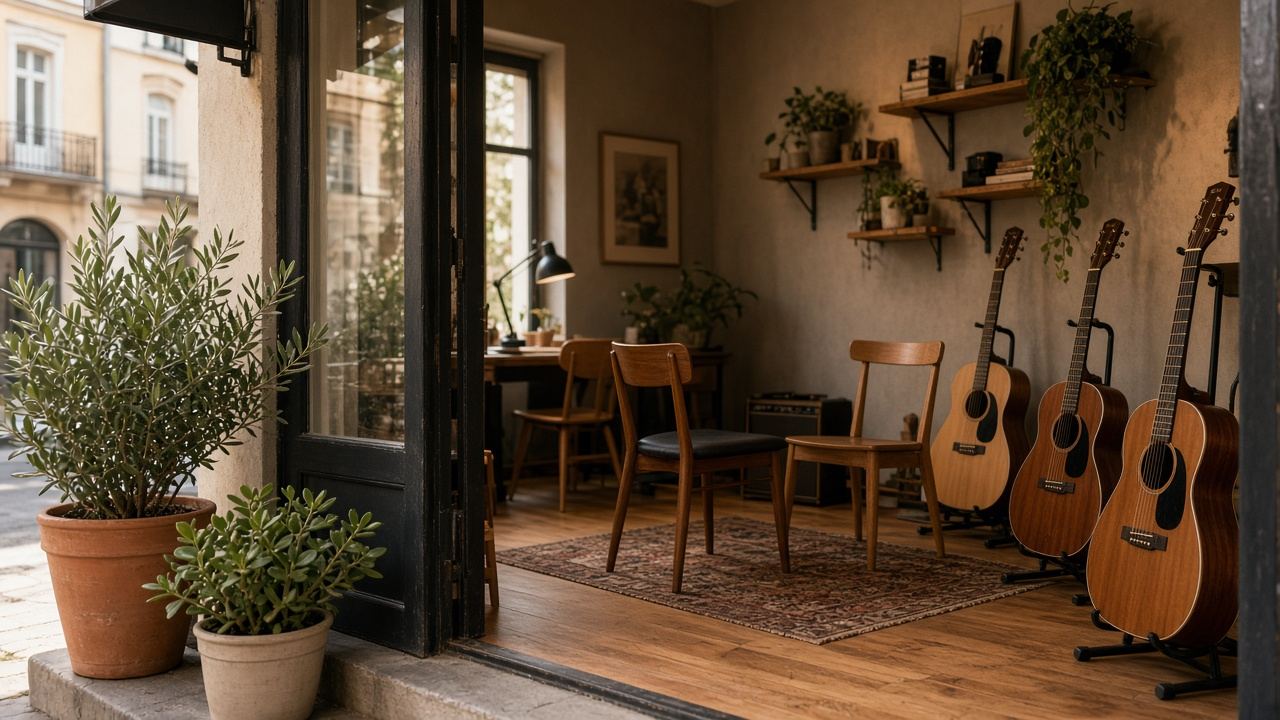 Adult music studio / guitar lessons workspace at Urban Bloom House